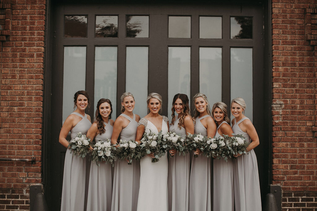 Silver gray bridesmaids dresses